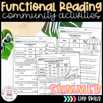 Preview of Summer Community Functional Reading Activities for Extended School Year (ESY)