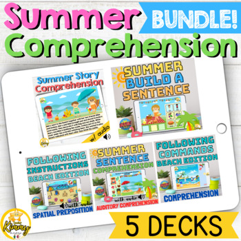 Preview of Summer Comprehension Boom Cards Bundle