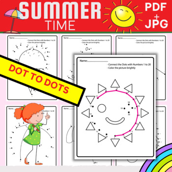 Preview of Summer Connect the Dots - Dot to Dots Counting 1-20