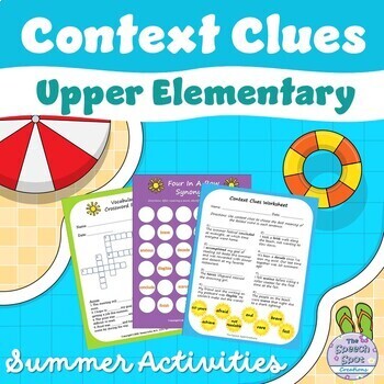 Preview of Summer Upper Elementary Tier 2 Vocabulary Context Clues Activity Packet