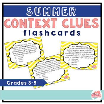 Preview of Summer Context Clues Flashcards--Flashcards for Grades 3-5