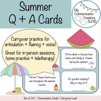 Summer Conversation Cards for Kiddos - Set of 24 | TPT