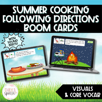 Preview of Summer Cooking Following Directions Boom Cards | Visual Supports | Language