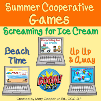 Preview of Summer Cooperative Games for Speech Therapy | BOOM BUNDLE