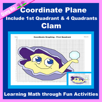 Preview of Summer Coordinate Plane Graphing Picture: Clam