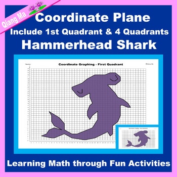 Preview of Summer Coordinate Plane Graphing Picture: Hammerhead Shark