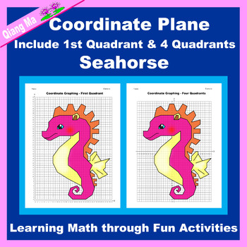 Preview of Summer Coordinate Plane Graphing Picture: Seahorse