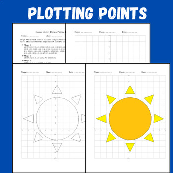 Preview of End of Year Coordinate graphing - Summer Mystery Pictures Plotting Points