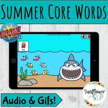 Preview of Summer Core Vocabulary Word AAC BOOM Cards for Speech Therapy