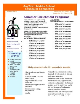 Preview of Summer Counselor Connection Newsletter