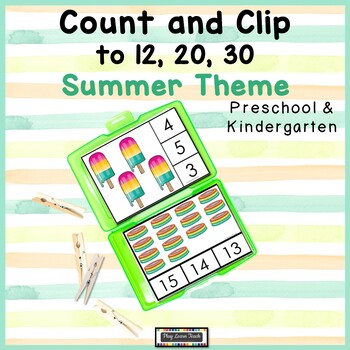 Preview of Summer Count and Clip 1-30 Task Cards Activities