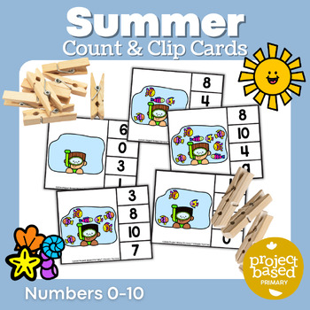 Preview of Summer Count and Clip Cards 0-10