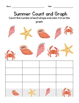 Summer Count and Graph Worksheets by Merciful Fuller | TPT