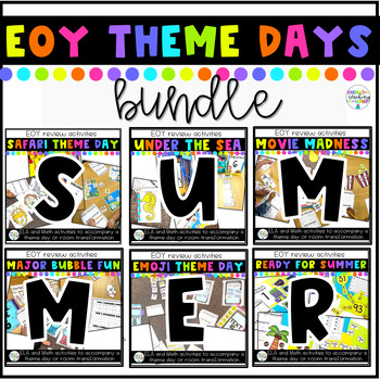 Preview of Summer Countdown Theme Day Bundle | First Grade EOY Review