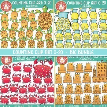 Preview of Summer Counting Clipart 0-20 Bundle