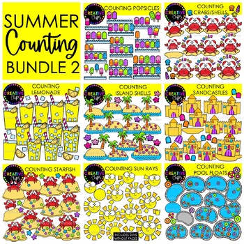 Preview of NEW!! Summer Counting Clipart Bundle 2 {Math Summer and Beach Clipart}