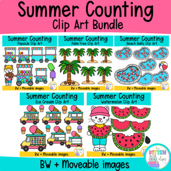 Preview of Summer Counting Clipart Bundle | Includes Moveable Clip Art