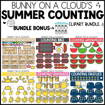 Preview of Summer Counting Clipart Bundle by Bunny On A Cloud