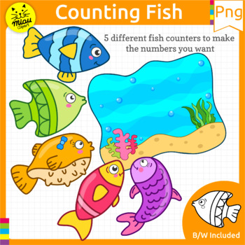 Summer Counting Clipart | Fish | Sea Animals | Number Sense clipart