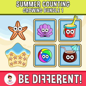 Preview of Summer Counting Growing Bundle 1 Clipart