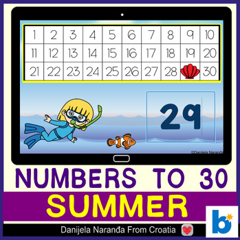 Preview of Summer Counting Numbers To 30 End Of Year MATH Boom™ Cards