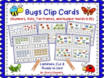 Preview of Summer Counting Sets to 20 | Insects | Clip Cards | Math Center