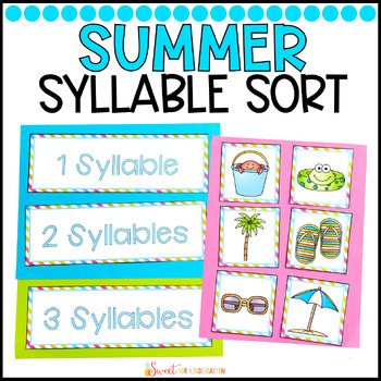 Preview of Summer Counting Syllables Picture Sort Activity
