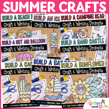 Preview of No Prep Summer Crafts, Writing Prompts, and Templates: 8 Printable Activities