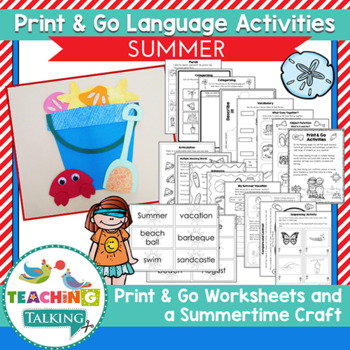 Preview of Summer Speech and Language Packets | Print and Go Summer Speech Therapy