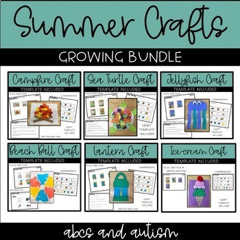 Preview of Summer Crafts Growing Bundle ESY with visual directions and comprehension