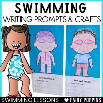 Preview of Summer Writing Craft Prompts - Swimming Lessons, Journal Prompts, Bulletin Board