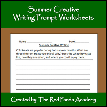 Summer Creative Writing Prompt Worksheets by The Red Panda Academy