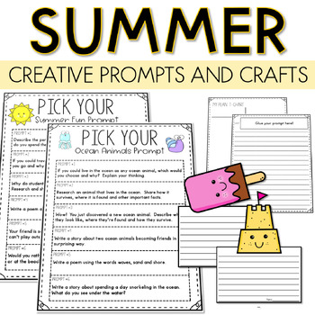 Summer Creative Writing Prompt Activities with Printable Craft Templates