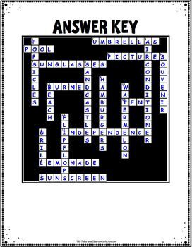 Summer Crossword Puzzle by Elementary Lesson Plans | TpT