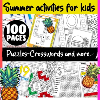 Preview of Summer Crossword, Summer Word Search, End of Year Puzzles, Activities for kids