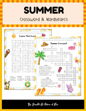 Summer Crossword & Wordsearch Puzzle|Vocabulary|3-5th grad