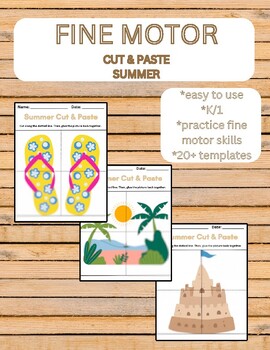 Preview of Summer Cut & Paste - Fine Motor Skills