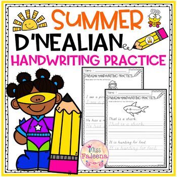 Summer D'Nealian Handwriting Practice by Miss Faleena | TPT
