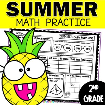 Preview of End of Year 2nd Grade Review Summer Math Packet | Fun Math Practice Activities