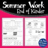 End of Kindergarten Summer Vacation Packet for Students En