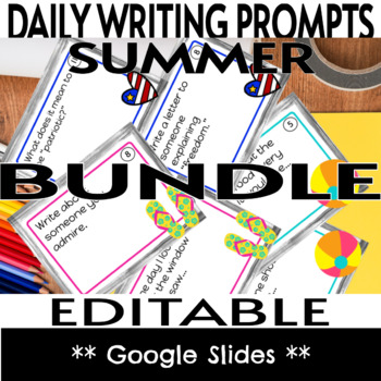 Preview of Summer Daily Writing Prompts & Task Cards