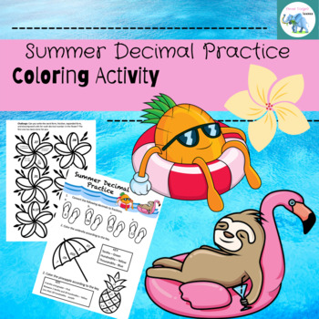 Preview of Summer Decimal Practice Coloring Activity