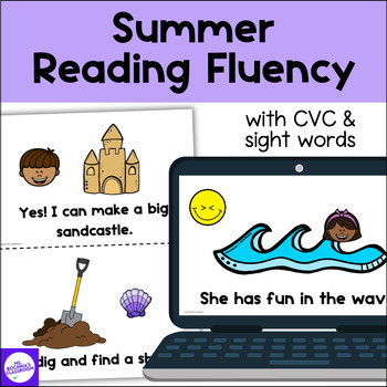 Preview of Summer Reading Fluency with Decodable CVC Words & High Frequency Sight Words