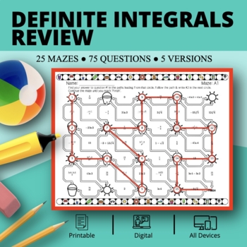 Preview of Summer: Definite Integrals REVIEW Maze Activity