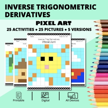 Preview of Summer: Derivatives Inverse Trig Pixel Art Activity