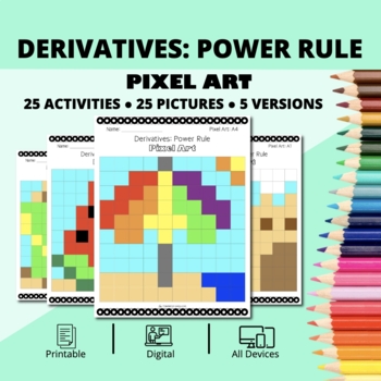 Preview of Summer: Derivatives Power Rule Pixel Art Activity