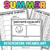 Summer Describing Vocabulary Worksheets for Speech therapy