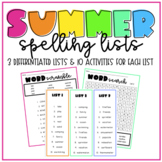 Summer Differentiated Spelling Lists & Activities