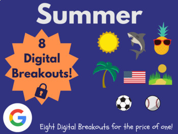 Preview of Summer Digital Breakout Bundle (End of the Year Fun, Escape Rooms)