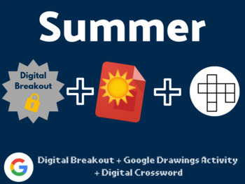 Preview of Summer Digital Bundle (Digital Breakout, Google Drawings, Crossword)